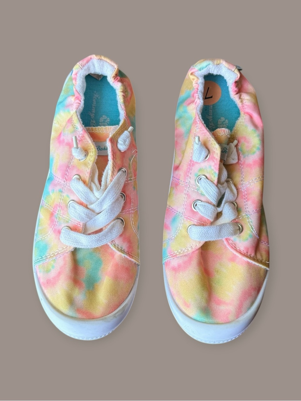 Tommy Bahama Tie-Dye Canvas Slip-On Sneakers - Pastel Pink, Yellow, Blue
